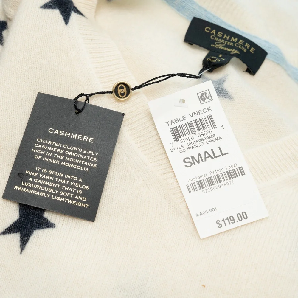 Charter Club - 100% Cashmere Star Sweater - Picture 6 of 7
